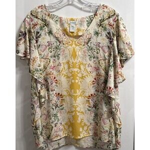 Sundance Small Top Arabella Floral Flowy Ruffle Sleeve Blouse Womens